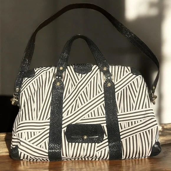 Henri Bendel Disturbed Stripped Briefcase/Laptop Bag - Picture 1 of 17